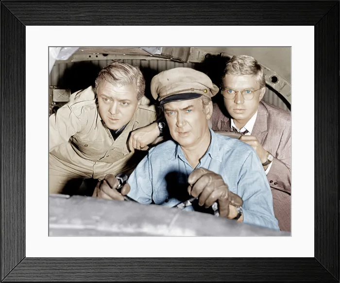 Framed Print : THE FLIGHT OF THE PHOENIX, from left: Richard Attenborough, James Stewart, Hardy Kruger, 1965. 20th Century Fox-Film Corporation, TM & Copyright / courtesy Everett Collection Framed Print : THE FLIGHT OF THE PHOENIX, from left: Richard Attenborough, James Stewart, Hardy Kruger, 1965. 20th Century Fox-Film Corporation, TM & Copyright / courtesy Everett Collection