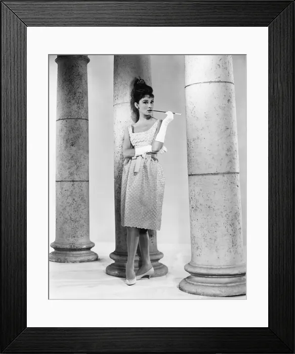 Framed Print : BREAKFAST AT TIFFANY'S, Audrey Hepburn, in a cocktail dress by Givenchy, 1961 Framed Print : BREAKFAST AT TIFFANY'S, Audrey Hepburn, in a cocktail dress by Givenchy, 1961