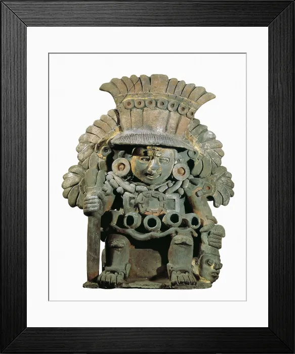 Framed Print : Xipetotec. 4th-6th c. God of goldsmiths, agriculture and spring. Sculpture found at tomb no. 109. Zapotec art. Sculpture. MEXICO. Mexico City. National Museum of Anthropology