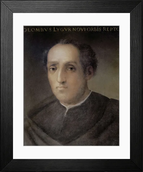 Framed Print : COLUMBUS, ChrIstopher (1451-1506). Anonymous. Oil on canvas. SPAIN. Madrid. America's Museum. AISA / Everett Collection**US SALES ONLY**