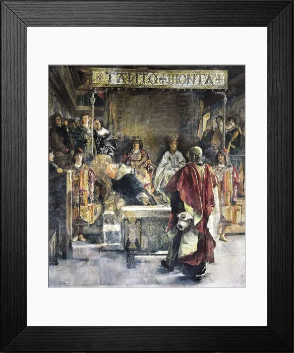 Framed Print : SALA Y FRANCES, Emilio (1850-1910). The Expulsion of the Jews from Spain in 1492. 1889. Historical episode of 1492. Oil on canvas. SPAIN. Granada. Museums of Fine Arts of Granada