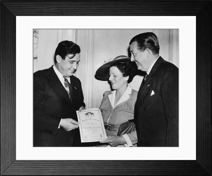 Framed Print : Author Pearl Buck presents Wendell Willkie with a United China Relief Fellowship Certificate Framed Print : Author Pearl Buck presents Wendell Willkie with a United China Relief Fellowship Certificate