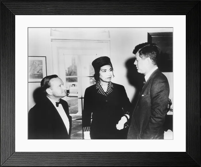 Framed Print : Marian Anderson and her accompanist Franz Rupp welcomed by President John Kennedy. Anderson gave a Concert at the new State Department Auditorium. March 22, 1962