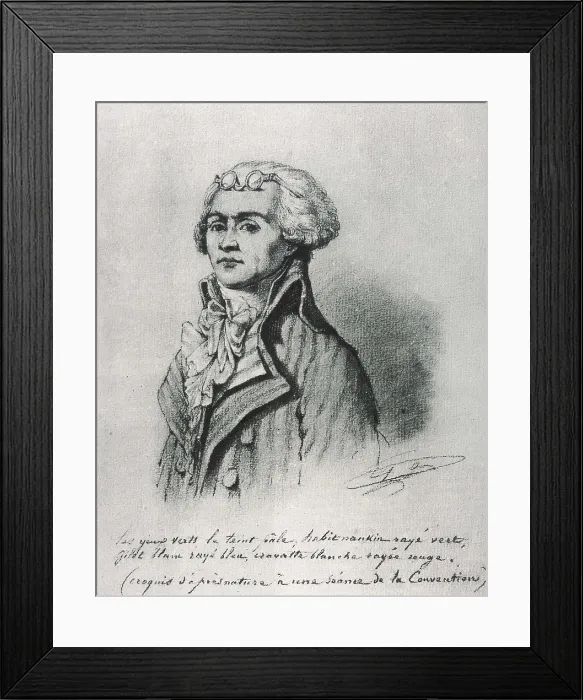 Framed Print : Robespierre, Maximilien de (1758-1794). Portrait of Robespierre taken from life in the Convention. Coal drawing. Drawing. AISA / Everett Collection**US SALES ONLY**