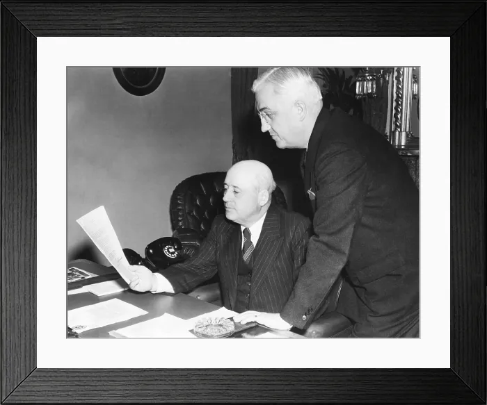 Framed Print : House Speaker Sam Rayburn, holding President Franklin Roosevelt's request for $7 billion Framed Print : House Speaker Sam Rayburn, holding President Franklin Roosevelt's request for $7 billion