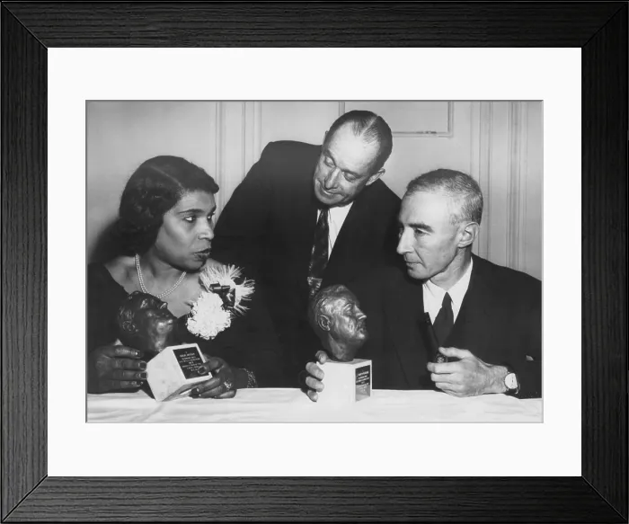 Framed Print : Concert singer Marian Anderson and physicist Dr. J. Robert Oppenheimer honored