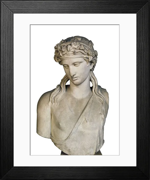 Framed Print : PRAXITELES (flourished 370, -330 BC). Dionysus or Dionysos. 4th c. BC. Roman copy from the original in bronce. Classical Greek art. Sculpture on marble. ITALY. Venice