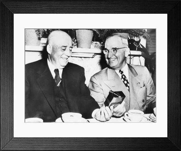 Framed Print : President Harry Truman wishes House Speaker, Sam Rayburn, a happy 68th birthday. Truman surprised the speaker at his birthday luncheon. Jan. 6, 1950 (CSU_2015_9_1035)