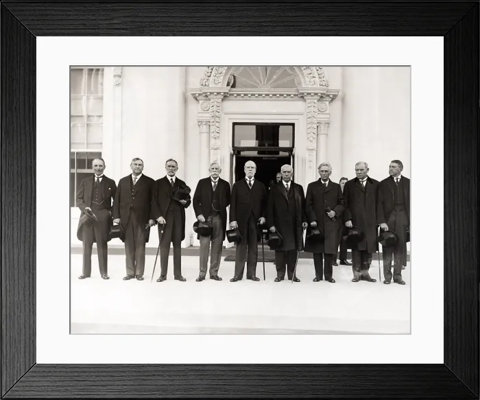 Framed Print : Chief Justice Charles Evans Hughes with Supreme Court Justices at the White House, Oct. 13, 1930. They notified President Herbert Hoover that the Court was in session Framed Print : Chief Justice Charles Evans Hughes with Supreme Court Justices at the White House, Oct. 13, 1930. They notified President Herbert Hoover that the Court was in session