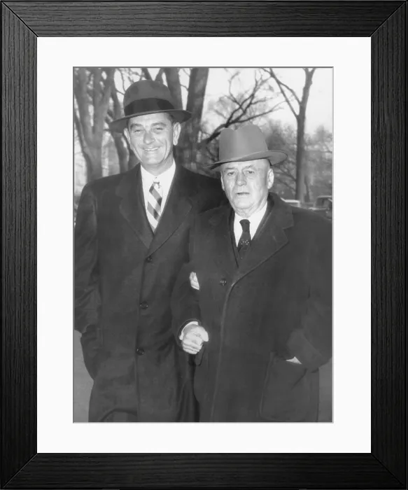 Framed Print : Senate Majority Leader Lyndon Johnson (left) and Speaker of the House, Sam Rayburn. Dec. 13, 1955