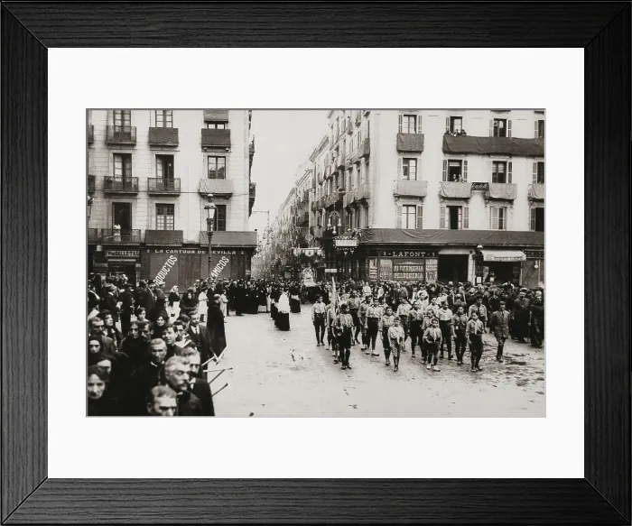 Framed Print : SPAIN. Barcelona. Spain (1914). Religious procession in Barcelona on occasion of a typhus epidemic (November 1914). Sant Jaume Square. AISA / Everett Collection**US SALES ONLY**