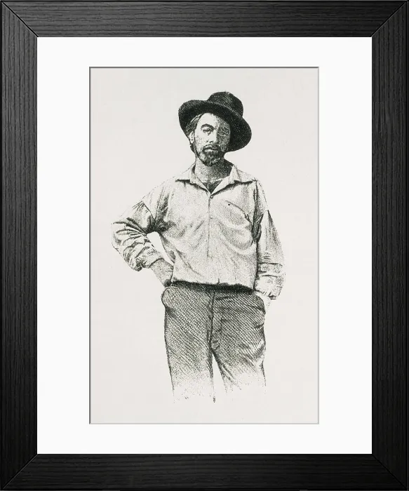 Framed Print : WHITMAN, Walt (1819-1892). Portrait of Walt Whitman aged 36 years old. Engraving. AISA / Everett Collection**US SALES ONLY**