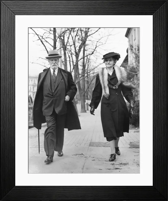Framed Print : Former Chief Justice Charles Evans Hughes and Antoinette Carter Hughes walk in Washington. Hughes was celebrating his 82nd birthday on April 11, 1944. (CSU_2015_11_1212)