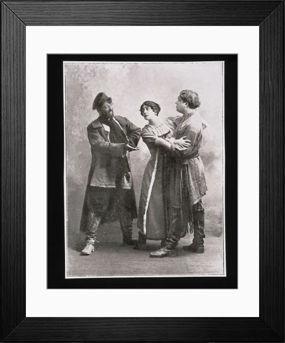 Framed Print : The singers Dangs, Cavalieri and Muratore in the opera 'Siberia' (1911), by Umberto Giordano. AISA / Everett Collection**US SALES ONLY** Framed Print : The singers Dangs, Cavalieri and Muratore in the opera 'Siberia' (1911), by Umberto Giordano. AISA / Everett Collection**US SALES ONLY**