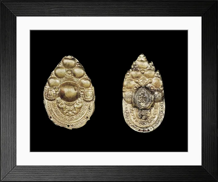 Framed Print : Golden earrings. Etruscan art. Jewelry. ITALY. Florence. National Museum of Archaeology. AISA / Everett Collection**US SALES ONLY**
