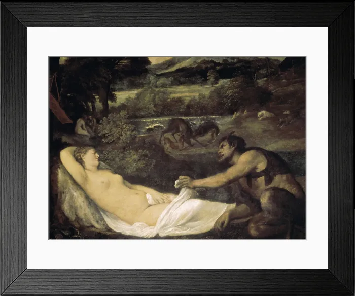 Framed Print : TTITIA, Tiziano Vecello, also called (1490-1576). Pardo Venus or Jupiter and Antiope. 1535-1540. Detail. Renaissance art. Cinquecento. Oil on canvas. FRANCE. Paris. Louvre Museum Framed Print : TTITIA, Tiziano Vecello, also called (1490-1576). Pardo Venus or Jupiter and Antiope. 1535-1540. Detail. Renaissance art. Cinquecento. Oil on canvas. FRANCE. Paris. Louvre Museum