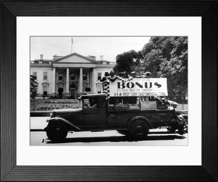 Framed Print : Bonus Army Veterans from Chattanooga, parade past White House in a truck. May 18, 1932. (CSU_ALPHA_1776) CSU Archives / Everett Collection Framed Print : Bonus Army Veterans from Chattanooga, parade past White House in a truck. May 18, 1932. (CSU_ALPHA_1776) CSU Archives / Everett Collection