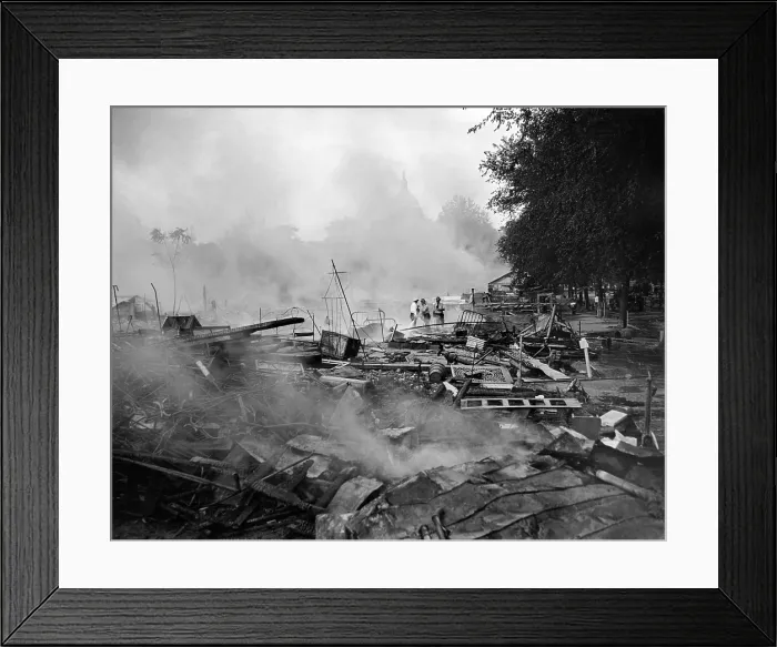 Framed Print : Smoking remains of the Bonus Army Encampment at Anacostia Flats in Washington, D.C. July 29, 1932. (CSU_ALPHA_1778) CSU Archives / Everett Collection
