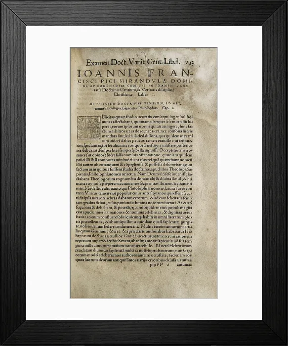 Framed Print : PICO DELLA MIRANDOLA, Giovanni (1463-1494). 'Examen vanitatis doctrinae gentium et veritatis christianae disciplinae'