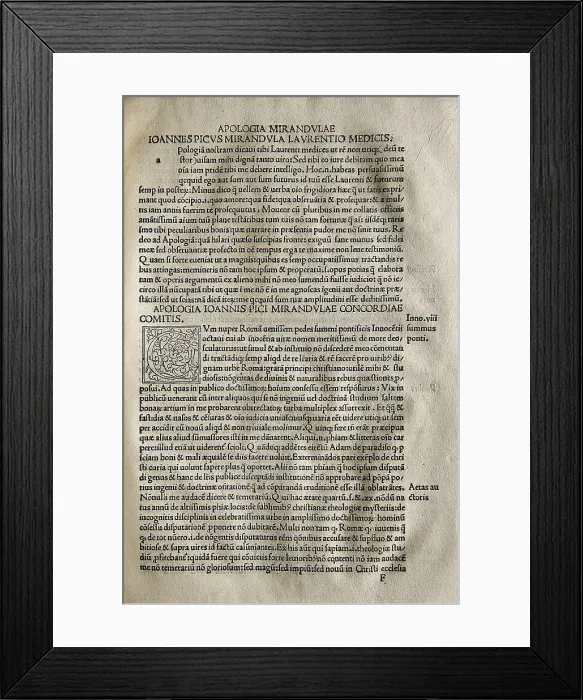 Framed Print : Medici, Lorenzo the Magnificient (1449-1492); PICO DELLA MIRANDOLA, Giovanni (1463-1494). Apology dedicated to Lorenzo de Medici Framed Print : Medici, Lorenzo the Magnificient (1449-1492); PICO DELLA MIRANDOLA, Giovanni (1463-1494). Apology dedicated to Lorenzo de Medici
