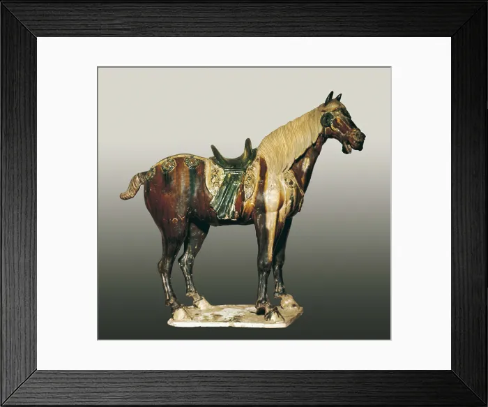 Framed Print : Saddled horse. 7th c.-10th c. Ornament of a tomb. Chinese art. Tang period. China / Porcelain. UNITED STATES OF AMERICA. Kansas City. Nelson Gallery of Art Framed Print : Saddled horse. 7th c.-10th c. Ornament of a tomb. Chinese art. Tang period. China / Porcelain. UNITED STATES OF AMERICA. Kansas City. Nelson Gallery of Art