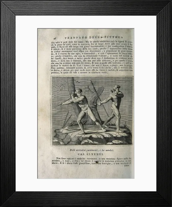 Framed Print : LEONARDO DA VINCI (1452-1519). 'Teatrise on Painting'. Edition printed in Naples by Francesco Ricciardo and Vincenzo and Nicola Rispoli (1733)