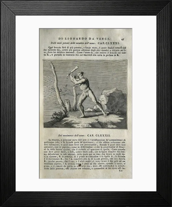 Framed Print : LEONARDO DA VINCI (1452-1519). 'Teatrise on Painting'. Edition printed in Naples by Francesco Ricciardo and Vincenzo and Nicola Rispoli (1733)