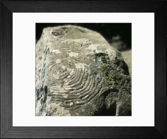 Framed Print : AISA / Everett Collection DE PREDIS, Cristoforo (1440-1486). Petroglyph with geometric motifs. 31st c.-15th c. BC. SPAIN. Garafia. Fuente de la Zarza (Bramble Fountain)