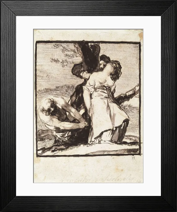 Framed Print : GOYA Y LUCIENTES, Francisco de (1746-1828). Indissoluble Links. 1810-1820. Chinese ink and black pencil wash painting. Drawing. SPAIN. Madrid. National Library Framed Print : GOYA Y LUCIENTES, Francisco de (1746-1828). Indissoluble Links. 1810-1820. Chinese ink and black pencil wash painting. Drawing. SPAIN. Madrid. National Library