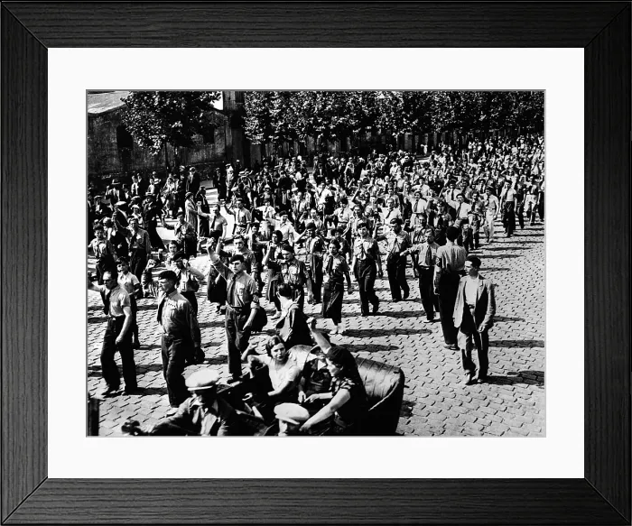 Framed Print : French Communists and Socialists marched together for the first time since the violent riots last Feb. 6, 1934 Framed Print : French Communists and Socialists marched together for the first time since the violent riots last Feb. 6, 1934