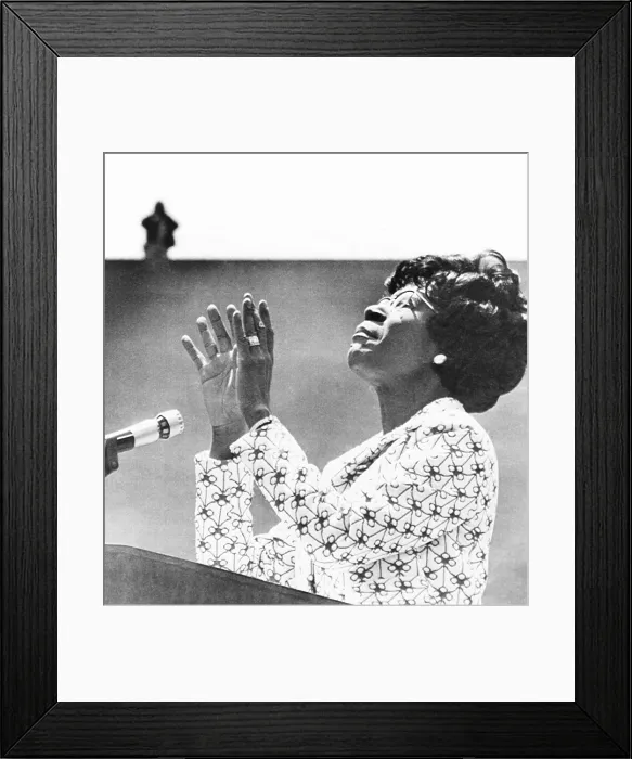 Framed Print : Democratic presidential candidate Shirley Chisholm addresses students at Cal State at Long Beach. June 17, 1972