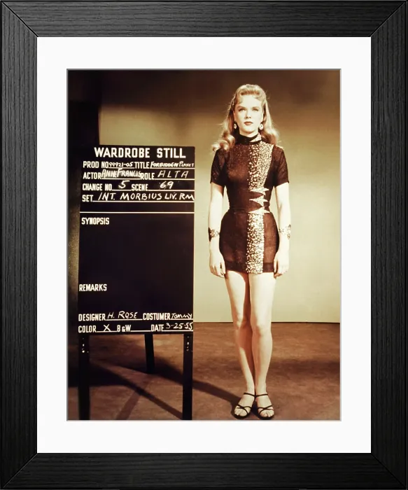 Framed Print : FORBIDDEN PLANET, Anne Francis wardrobe test, 1956 Framed Print : FORBIDDEN PLANET, Anne Francis wardrobe test, 1956