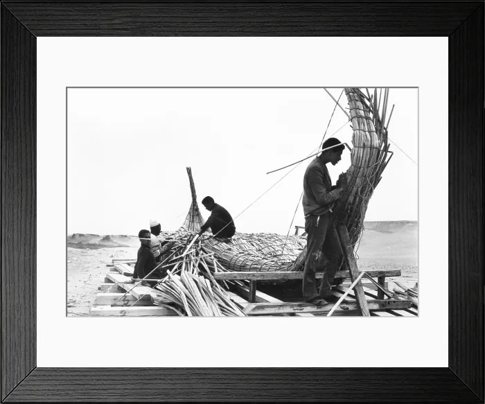 Framed Print : Boat builders from Lake Chad used papyrus reeds from Lake Tana in Ethiopia, to construct RA'. May 1966