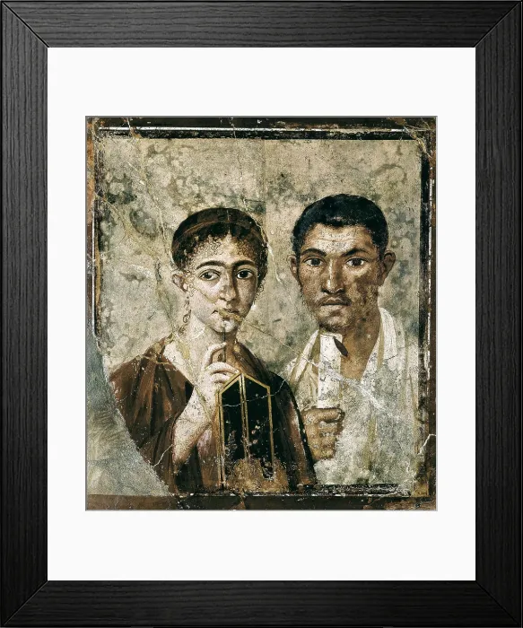 Framed Print : Portrait of Paquius Proculus and his wife. 50-75. Roman art. Early Empire. Fresco. ITALY. Naples. National Museum of Archaeology. Proc: ITALY. Pompeii. Paquio Proculo's House