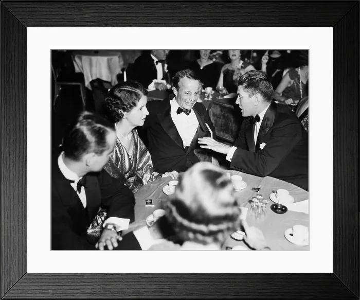 Framed Print : Halloween Supper, Dance, and Scavenger Hunt at the Waldorf Astoria Hotel, NYC. R-L: Mrs. Theodore Roosevelt, Col. Theodore Roosevelt, and Gene Tunney. Oct. 31, 1933