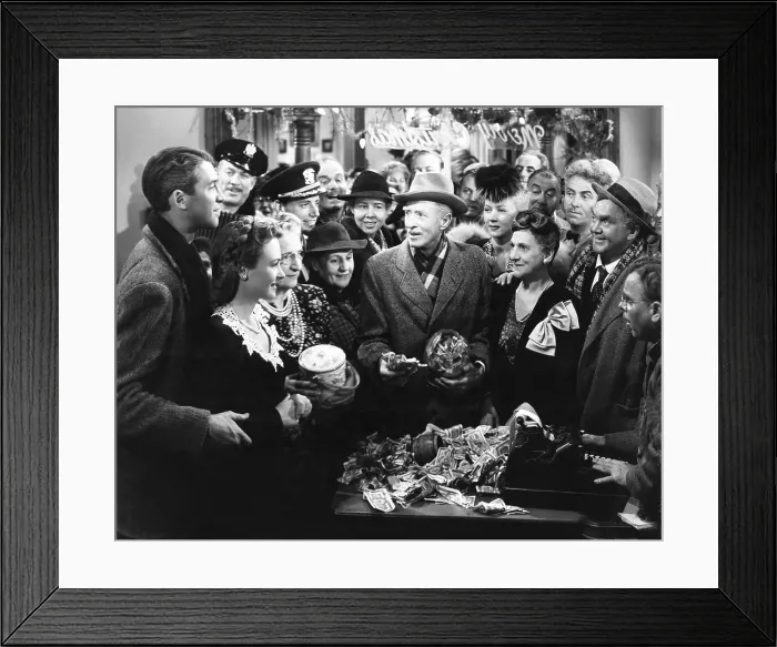 Framed Print : IT'S A WONDERFUL LIFE, from left: James Stewart, Ward Bond (rear), Donna Reed, Sarah Edwards, Todd Karns, Argentina Brunetti, Mary Treen, H.B Framed Print : IT'S A WONDERFUL LIFE, from left: James Stewart, Ward Bond (rear), Donna Reed, Sarah Edwards, Todd Karns, Argentina Brunetti, Mary Treen, H.B