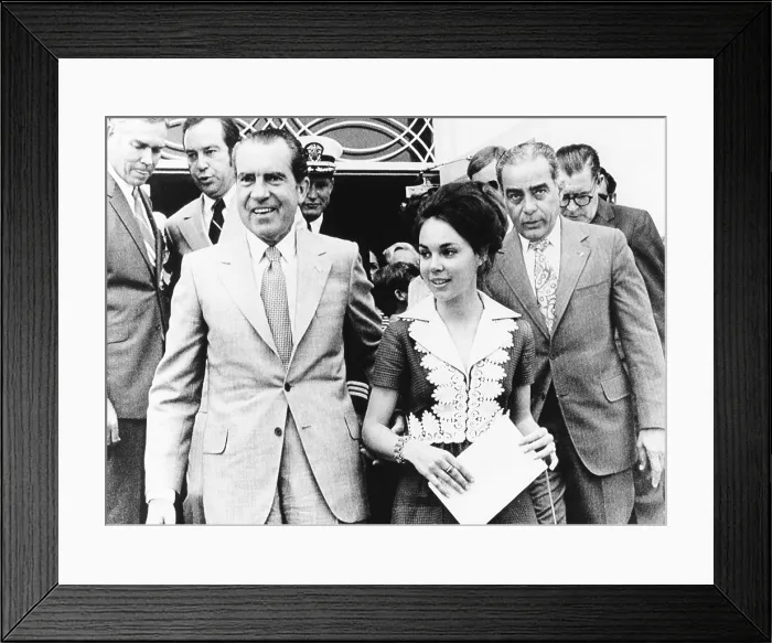 Framed Print : President Richard Nixon, daughter Julie, and friend Charles Rebozo in Miami. March 5, 1972. Rebozo and Nixon remained friends after Nixon resigned the presidency Framed Print : President Richard Nixon, daughter Julie, and friend Charles Rebozo in Miami. March 5, 1972. Rebozo and Nixon remained friends after Nixon resigned the presidency