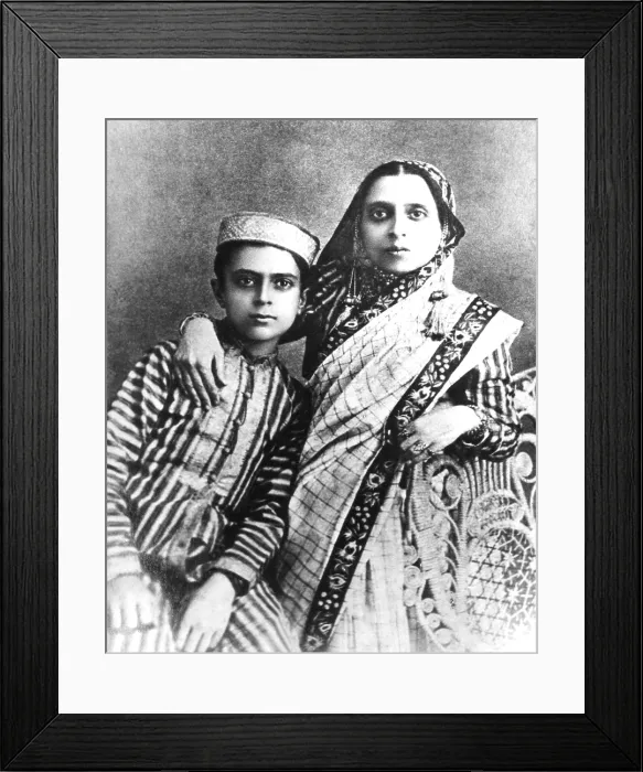 Framed Print : Jawaharlal Nehru and his mother, Swaroop Rani, ca. 1900. Jawaharlal was the only son of Motilal Nehru, a prominent Allahabad lawyer. (CSU_2015_11_1231)