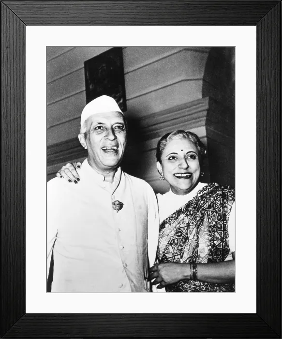 Framed Print : Jawaharlal Nehru with his youngest sister, Krishna Nehru Hutheesing, ca. 1950. She was the author of a family history, WE NEHRUS, published in 1967. (CSU_2015_11_1232) Framed Print : Jawaharlal Nehru with his youngest sister, Krishna Nehru Hutheesing, ca. 1950. She was the author of a family history, WE NEHRUS, published in 1967. (CSU_2015_11_1232)