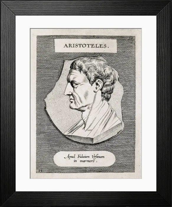 Framed Print : ARISTOTLE (384-332 BC). Portrait of the work 'Illustrium Imagines' (1606). Etching. SPAIN. Madrid. National Library. AISA / Everett Collection**US SALES ONLY**