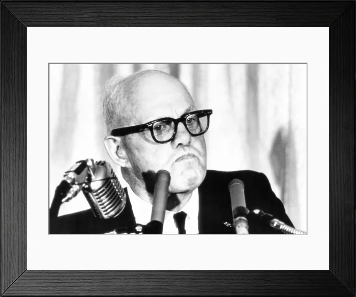 Framed Print : AFL-CIO President George Meany hope of gaining 25-30% hourly pay hikes. March 15, 1966 Framed Print : AFL-CIO President George Meany hope of gaining 25-30% hourly pay hikes. March 15, 1966