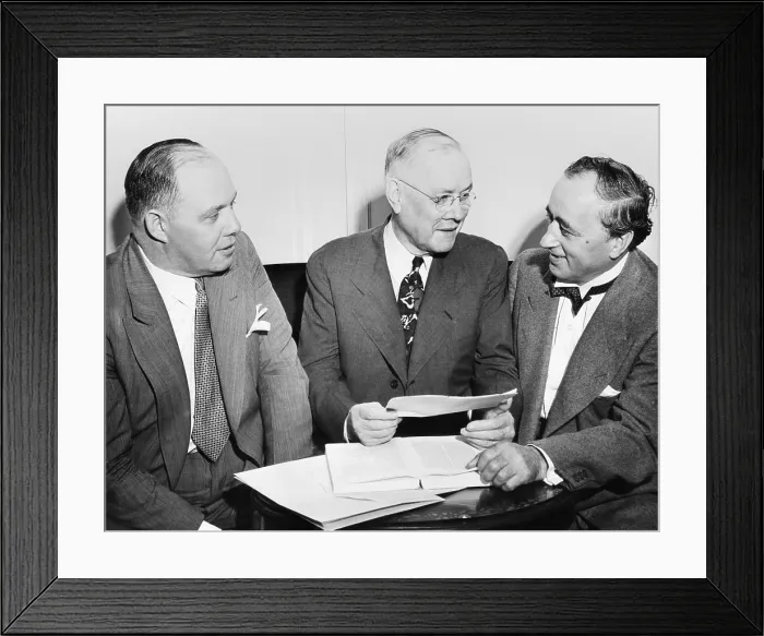 Framed Print : American Federation of Labor's Executive Council, August 9, 1943. L-R: George Meany, William Green, and Matthew Woll Framed Print : American Federation of Labor's Executive Council, August 9, 1943. L-R: George Meany, William Green, and Matthew Woll
