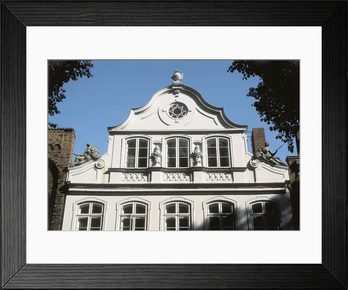 Framed Print : MANN, Thomas (1875-1955). Buddenbrook House, where Thomas Mann was born. Upper aspect of the facade. Architecture. GERMANY. SCHLESWIG-HOLSTEIN. Lbeck
