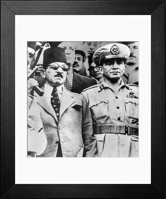 Framed Print : Muhammad Naguib with Egyptian Premier Ali Maher, who was appointed by King Farouk, in 1952. Muhammad Naguib commanded Egyptian troops during the Palestine War in 1948 Framed Print : Muhammad Naguib with Egyptian Premier Ali Maher, who was appointed by King Farouk, in 1952. Muhammad Naguib commanded Egyptian troops during the Palestine War in 1948