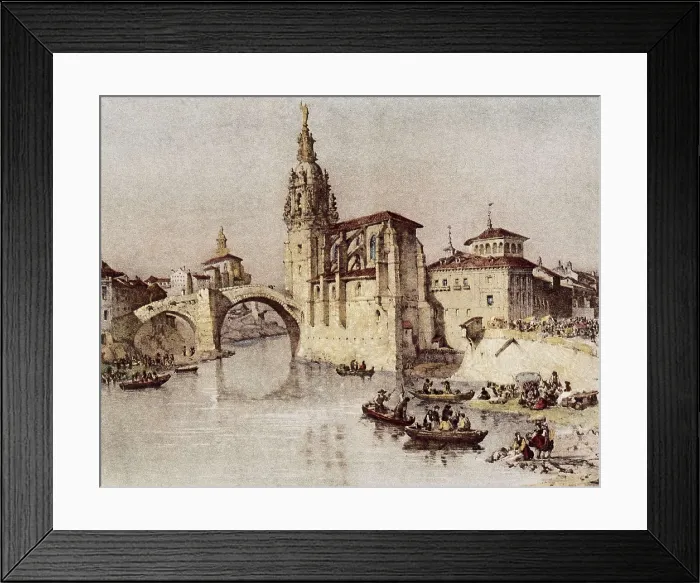 Framed Print : Bilbao (19th c.). Nervin river and church of San Antonio Abad. Litography. SPAIN. Madrid. Romantic Museum. AISA / Everett Collection**US SALES ONLY** Framed Print : Bilbao (19th c.). Nervin river and church of San Antonio Abad. Litography. SPAIN. Madrid. Romantic Museum. AISA / Everett Collection**US SALES ONLY**