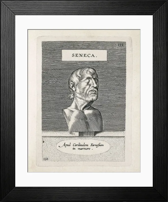 Framed Print : SENECA, Lucius Annaeus (4 BC-65). Portrait from book 'Illustrium Imagines' (1606). Etching. SPAIN. Madrid. National Library. AISA / Everett Collection**US SALES ONLY**