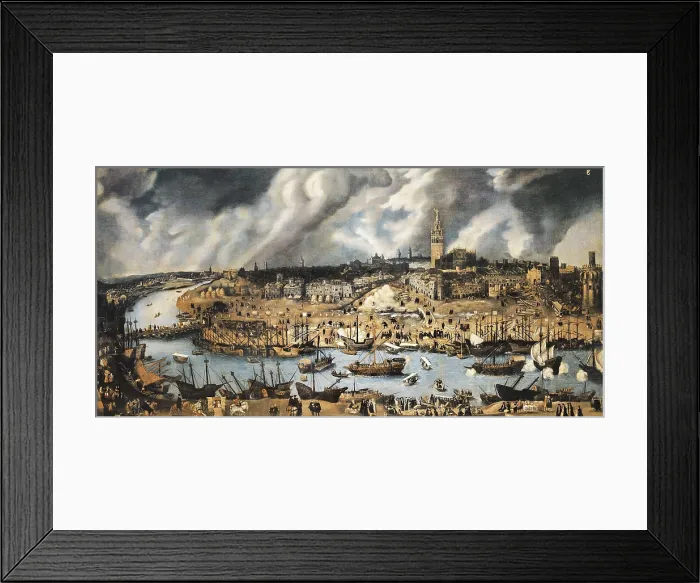 Framed Print : The Port of Sevilla. end 16th c. Renaissance art. Oil on canvas. SPAIN. Madrid. America's Museum. AISA / Everett Collection**US SALES ONLY** Framed Print : The Port of Sevilla. end 16th c. Renaissance art. Oil on canvas. SPAIN. Madrid. America's Museum. AISA / Everett Collection**US SALES ONLY**