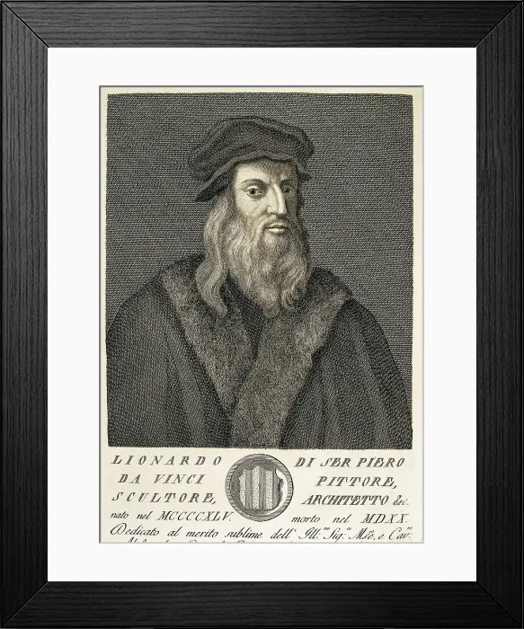Framed Print : LEONARDO DA VINCI (1452-1519). Engraving. SPAIN. Madrid. National Library. AISA / Everett Collection**US SALES ONLY**
