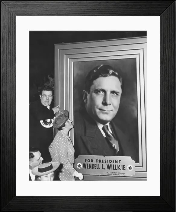 Framed Print : Edith Willkie looks up at the oversized portrait of Wendell Willkie at Republican Convention. June 28, 1940 Framed Print : Edith Willkie looks up at the oversized portrait of Wendell Willkie at Republican Convention. June 28, 1940
