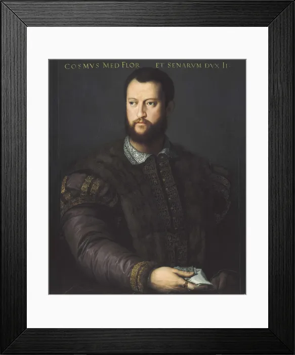Framed Print : BRONZINO, Agnolo di Cosimo di Mariano, also called Il (1502-1572). Portrait of Cosimo I Medicis. 1559. Renaissance art. Cinquecento. Oil on canvas. RUSSIA. Moscow